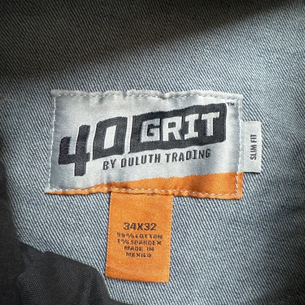 40 Grit Duluth Trading Jeans 34 x 32 Slim Fit Stretch Dark Wash Denim Pants Mens